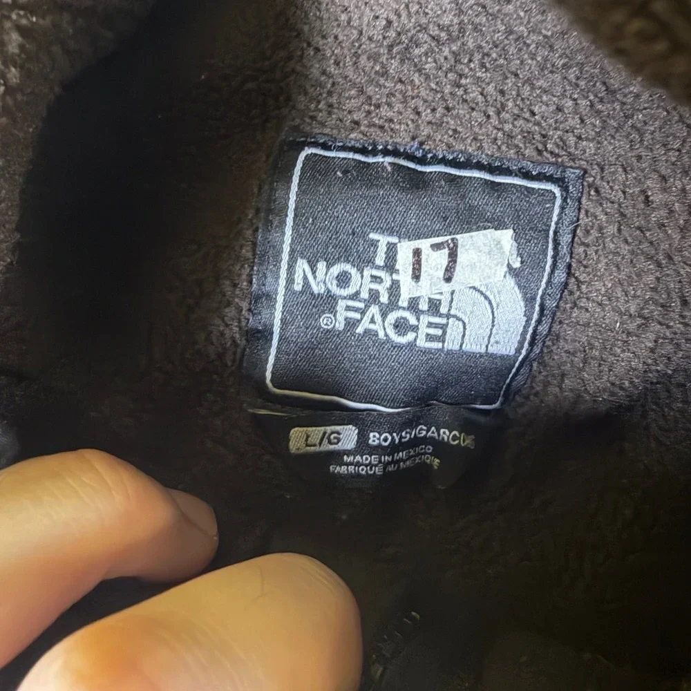 The North Face Denali Fleece Jacket Boys Large Brown Black Full Zip Mock Neck